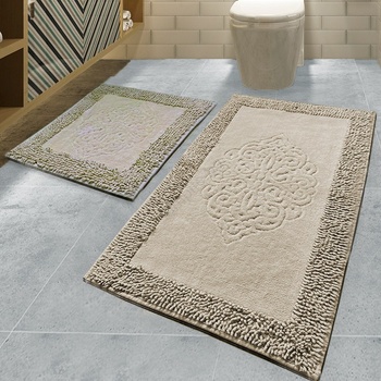 Asir КОМПЛЕКТ 2x Килимче за баня PIANTE 60x100 см кафяво (AS2040)