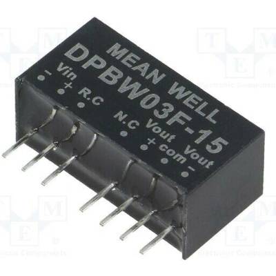 MEAN WELL DPBW03F-15 Měnič: DC/DC; 3W; Uvst: 9÷36VDC; Uvýst: 15VDC; Uvýst2: -15VDC; SIP8
