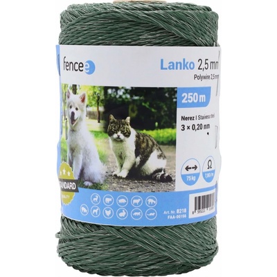 Lanko pro elektrický ohradník, průměr 2,5 mm, zelené, délka 250 m