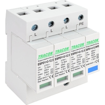 Tracon Zvodič prepätia AC typ T1+T2 12,5kA 3+1P ESPD1+2-12.5-3+1P