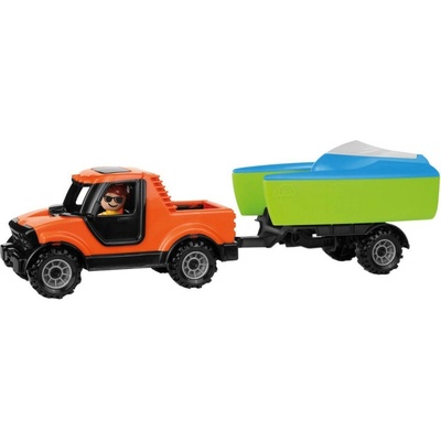 LENA Детска играчка Lena Truckies - Пикап с лодка и ремарке, с фигурка, 35 cm (LN01633)