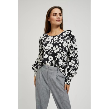 Moodo Черно-бяла флорална блуза Moodo Moodo | Cheren | ЖЕНИ | S