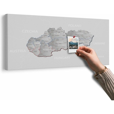 Obraz na korku sivá mapa Slovenska s decentným kontrastom