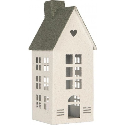 Clayre & Eef Kovový svícen domek s pískovým povrchem Raw Sand - 11*11*29 cm - Clayre & Eef
