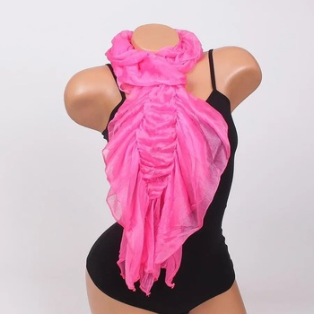 Image 1 of Стилен шал в цикламено с набран ефект