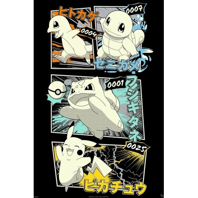 Plagát, Obraz - Pokemon - Pikachu & Kanto Starters, 61 × 91.5 cm