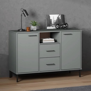 vidaXL Бюфет с метални крака сива 113x40x77 см масивно дърво OSLO (351019)