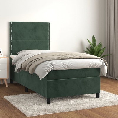 Petrashop 3142950 boxspring postel s matrací tmavě zelená samet