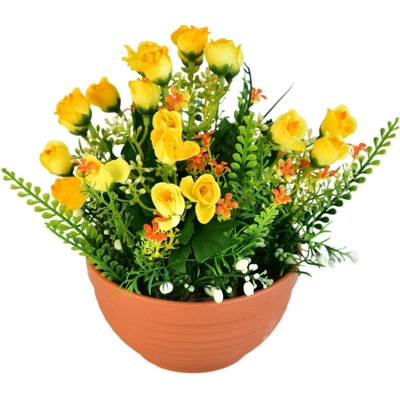 Růžičky žluté v terakotové misce Ø22/ 23 cm