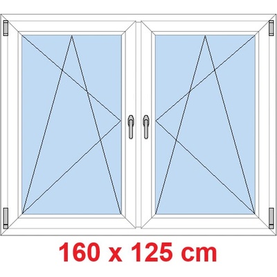 Soft Dvoukřídlé plastové okno 160x125 cm OS+OS se sloupkem Bílá