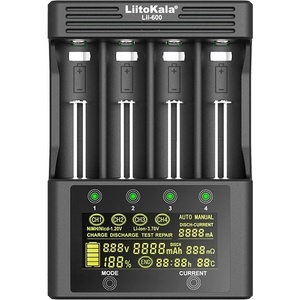  LiitoKala Lii-600 интелигентно зарядно устройство за батерии с дисплей 4 слота (XXX)