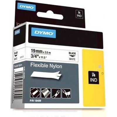 Dymo 18489 černý tisk bílý podklad 3.5 m 19 mm RHINO nylonová flexibilní
