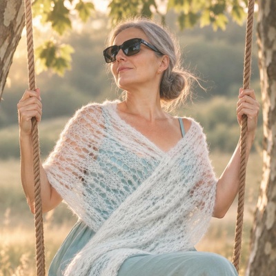 Šála šátek alpaka hedvábí Název: Perla Grigia