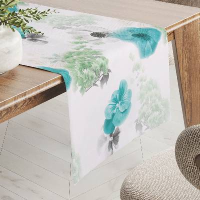 Biante Teflónový behúň na stôl TF-044 Tyrkysové ruže na bielom 20x140 cm