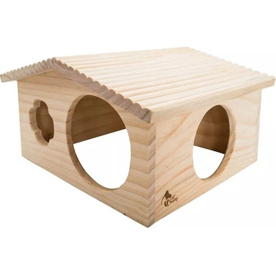 PetBuddy roubenka velká přírodní domek 33 x 28 x 18 cm borové dřevo
