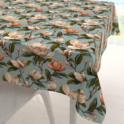 Biante bavlna čtvercový ubrus Sandra SA-545 Květy magnolie na šedomodrém 120x120 cm