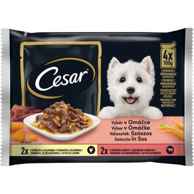 Cesar mäsový výber v šťave pre dospelé psy 4 × 100 g