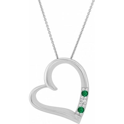 Eppi Stříbrný přívěsek srdce se smaragdy a diamantem Tanish P44259