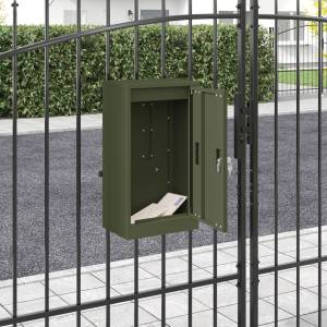 vidaXL Пощенска кутия с врата Маслиненозелен 30 x 20 x 55 см Стомана (874950)