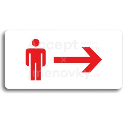 ACCEPT Piktogram WC MUŽI VPRAVO - bílá tabulka - barevný tisk bez rámečku