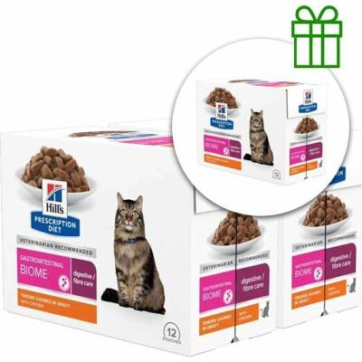 Hill's Prescription Diet GI Biome Péče o trávení kapsička pro kočky 12 x 85 g, 2+1