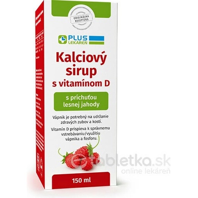 Plus Lékáreň Kalciový sirup s Vitamínom D lesné jahody 150 ml