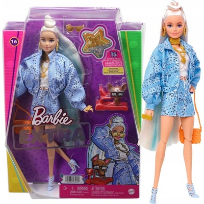 Barbie Extra Vzorovaná Modrá Sukňa s bundou