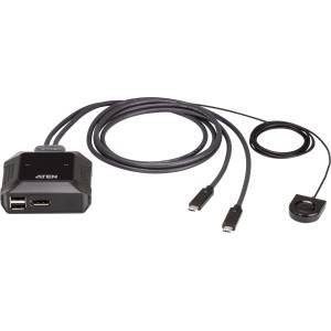 ATEN KVM превключвател, ATEN US3312, 2-портов, 4K, DisplayPort, USB-C (ATEN-US3312-AT) - computermarket