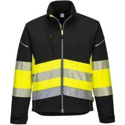 PortWest PW3 Hi-Vis Třída 1 softshellová bunda černá/žlutá