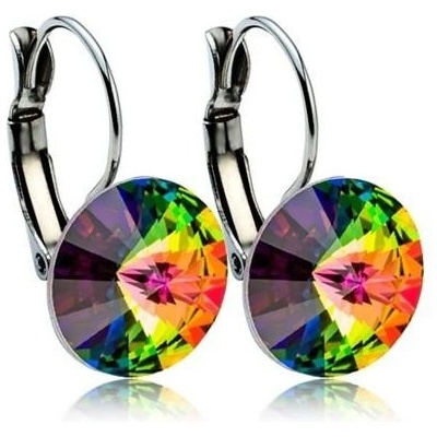 Swarovski Elements Rivoli ocelové visací zelené duhové kulaté 31106.3 Vitrail Medium zeleno-růžová duhová