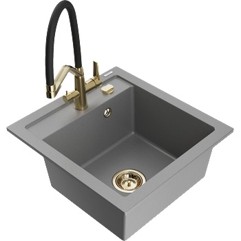 Mexen Vito гранитна кухненска мивка с една камера с кухненски смесител Duo, (6503-71-671701-57-G)