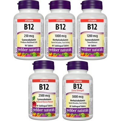 Webber Naturals Vitamin B12 Extra silný 5000mcg 60 tabliet