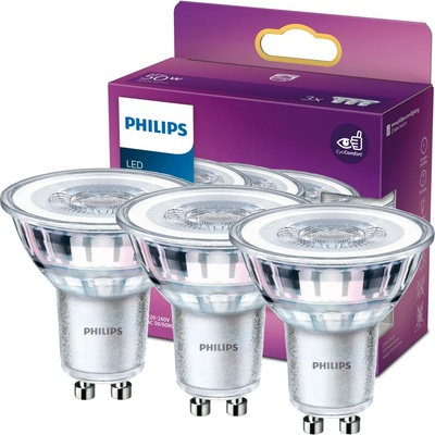 Philips Sada 3x LED halogénová žiarovka GU10 PAR16 4,6W = 50W 355lm 2700K Warm 36°