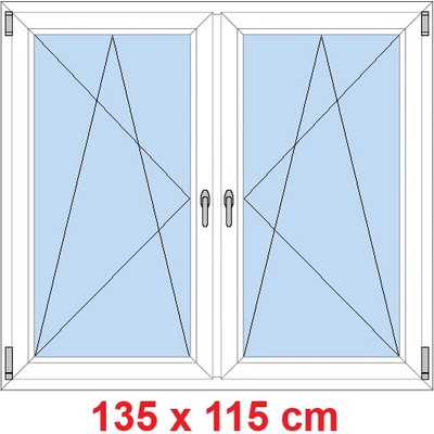 Soft Dvoukřídlé plastové okno 135x115 cm OS+OS se sloupkem Bílá