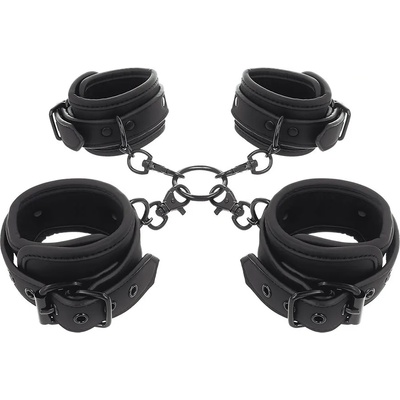 Fetish Submissive Ankle and Wrist Cuffs & Hogtie Set Vegan Leather