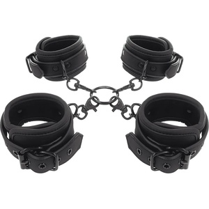 Fetish Submissive Ankle and Wrist Cuffs & Hogtie Set Vegan Leather