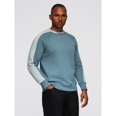 Ombre Clothing Мъжки суитшърт с контрастен кант и реглан ръкави - избелен тюркоазен V4 OM-SSNZ-0200 Ombre Clothing Ombre Clothing | Sin | МЪЖЕ | S