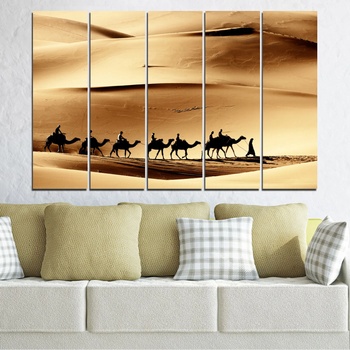 Vivid Home Декоративни панели Vivid Home от 5 части, Пясък, PVC, 160x100 см, 2-ра Форма №0208