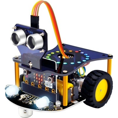 Keyestudio Комплект за роботика Keyestudio Mini Smart Robot Car stem robot kit V2.0, програмируем, 10W мощност, пасивен зумер, ултразвуков сензор, модул KEYES-2812-18R, IR сензор за избягване на препятствия, Bluetooth (KS4019)