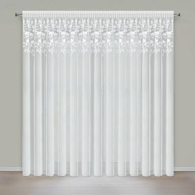 Vyšívaná záclona ROSIE s riasiacou páskou 350x270cm - biela