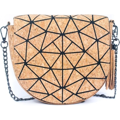 Půlkruhová crossbody korková kabelka Geometrické tvary