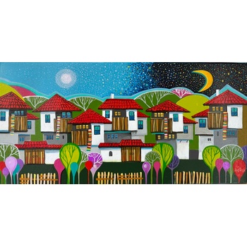 Наивистична картина " На село"