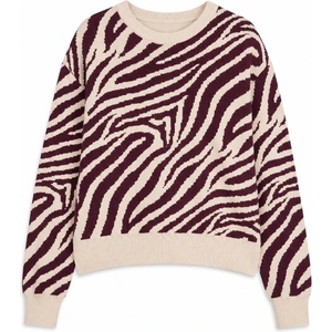 MAZINE Дамски пуловер Mazine Women's Zebra Jacquard Knit Jumper - Light Beige / Burgundy - размер XL (117-3953-0315)