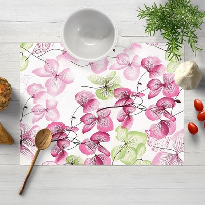 Biante bavlna prostírání Sandra SA-366 Růžovo-zelené květy na bílém 30x40cm
