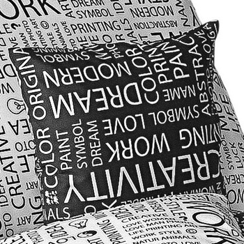 Veba polštář Geon písmo bílé písmo na černém podkladu 40x40