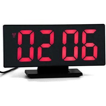 E-CLOCK PM165-3618L Elektronický LED budík, digitálne hodiny s LCD displejom, dátumom a teplotou, červená