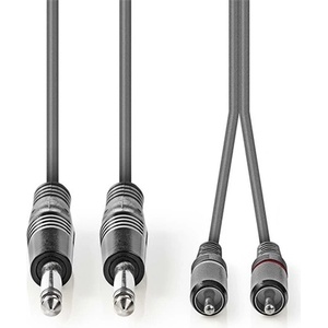 Nedis Полупрофесионален аудиокабел Nedis COTH23320GY30, 2 x 6, 35 mm моно жак - 2 X RCA щепсел, дължина 3 m, гъвкав (COTH23320GY30)