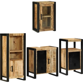 vidaXL Комплект мебели за баня 4 pcs Кафяво Солидно мангово дърво (3305682)