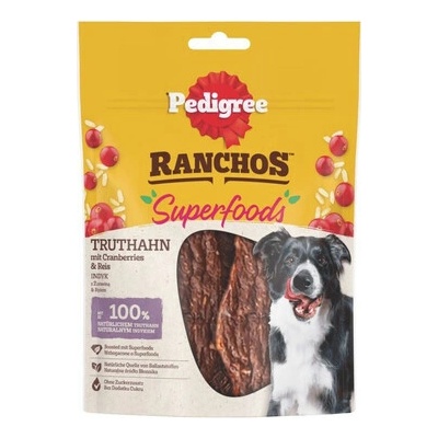 Superfood PEDIGREE Ranchos s Doplnkové krmivo pre dospelých psov s morčacím mäsom brusnicami a ryžou 70 g