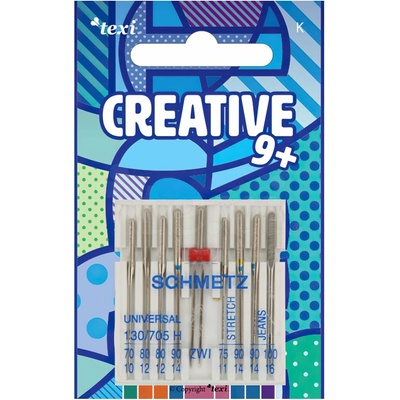 SCHMETZ Strojové jehly TEXI CREATIVE 9+ set jehel 130/705 H, balení 9 kusů